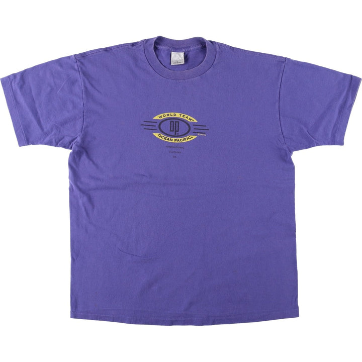 90'S Ocean Pacific surf/skate t-shirt, made in USA, men's size L (approx.) cotton Purple type blue-purple Vintage Second Hand