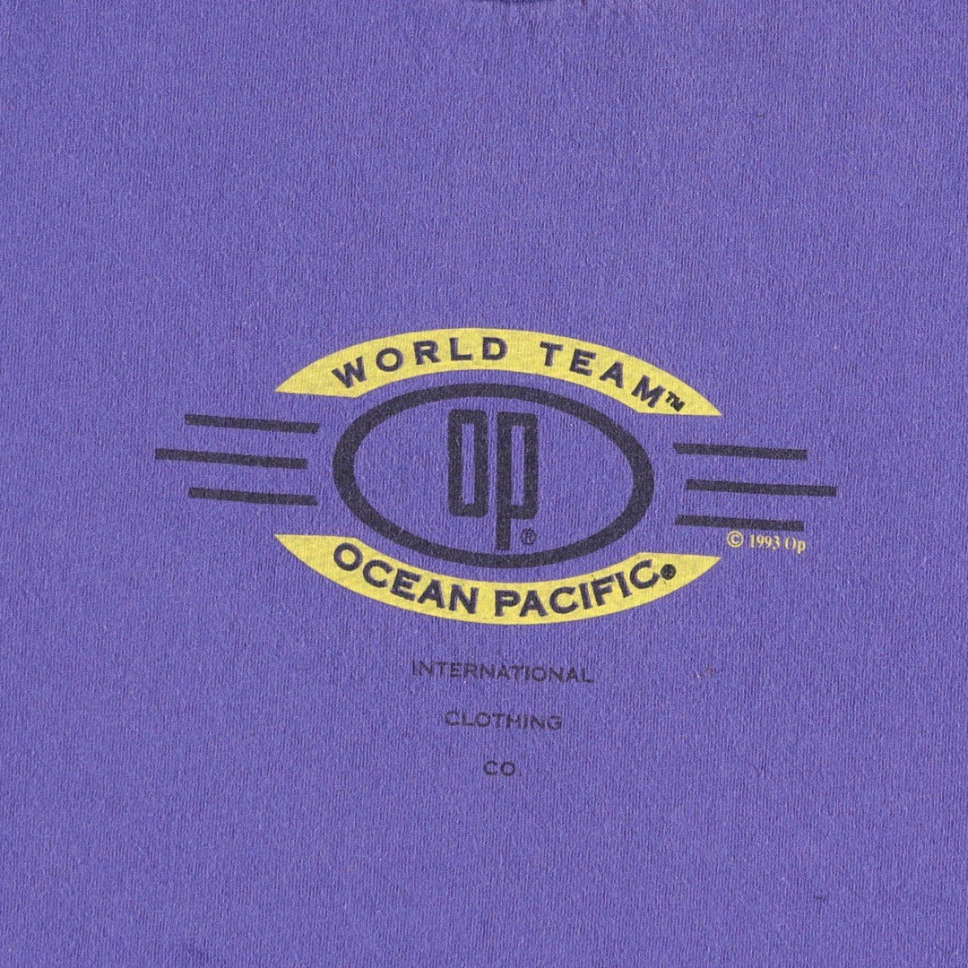 90'S Ocean Pacific surf/skate t-shirt, made in USA, men's size L (approx.) cotton Purple type blue-purple Vintage Second Hand
