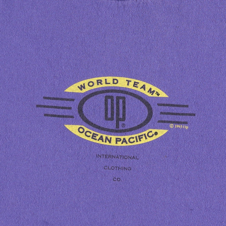 90'S Ocean Pacific surf/skate t-shirt, made in USA, men's size L (approx.) cotton Purple type blue-purple Vintage Second Hand