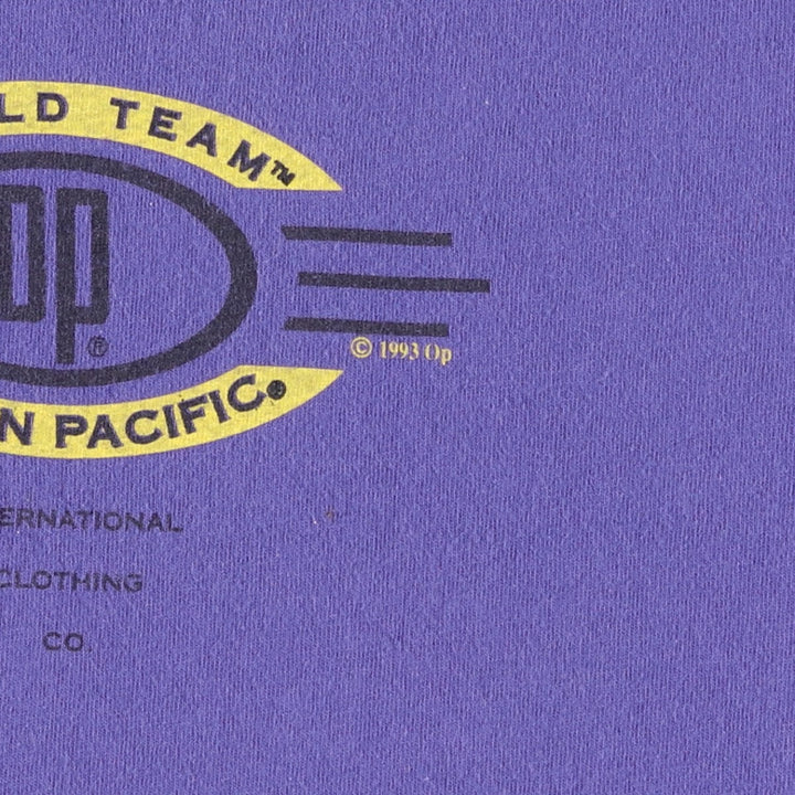 90'S Ocean Pacific surf/skate t-shirt, made in USA, men's size L (approx.) cotton Purple type blue-purple Vintage Second Hand