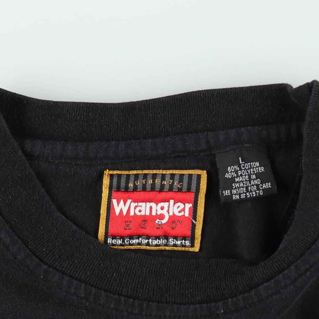 90s-00'S Wrangler HERO Short-Sleeve T-Shirt, Men's Size L (approx.) cotton black type Vintage Second Hand
