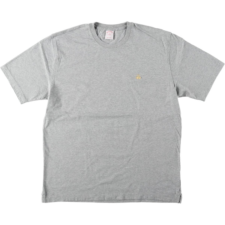 Brooks Brothers 1818 Short-Sleeve T-Shirt with One-Point Logo, Men's Size XL (approx.) cotton gray type Vintage Second Hand