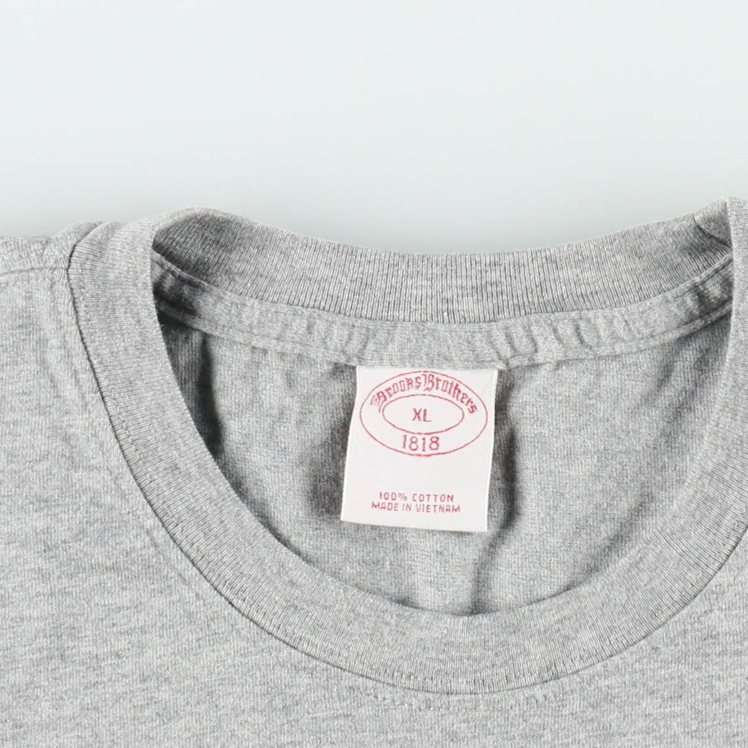 Brooks Brothers 1818 Short-Sleeve T-Shirt with One-Point Logo, Men's Size XL (approx.) cotton gray type Vintage Second Hand