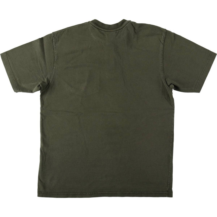 Carhartt Henley Neck Short Sleeve One-Point Logo Pocket T-Shirt, Men's Size Medium cotton Khaki type Vintage Second Hand