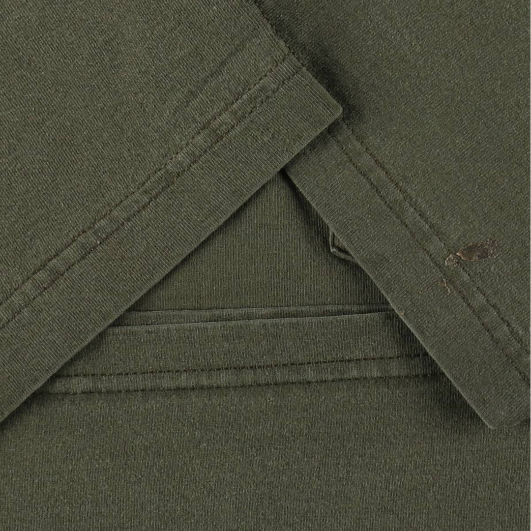 Carhartt Henley Neck Short Sleeve One-Point Logo Pocket T-Shirt, Men's Size Medium cotton Khaki type Vintage Second Hand