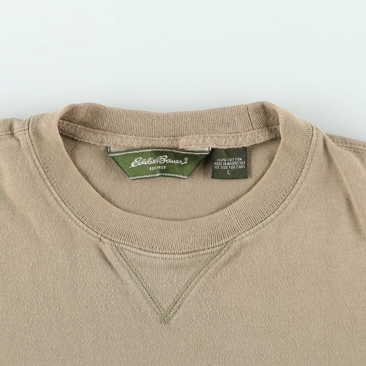 2000'S Eddie Bauer Short-Sleeve Logo T-Shirt, Men's Size L (approx.) cotton Khaki type beige Vintage Second Hand