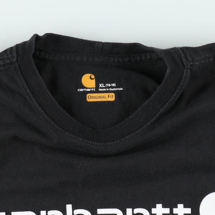 Carhartt ORIGINAL FIT short sleeve logo T-shirt, men's XL size cotton black type Vintage Second Hand