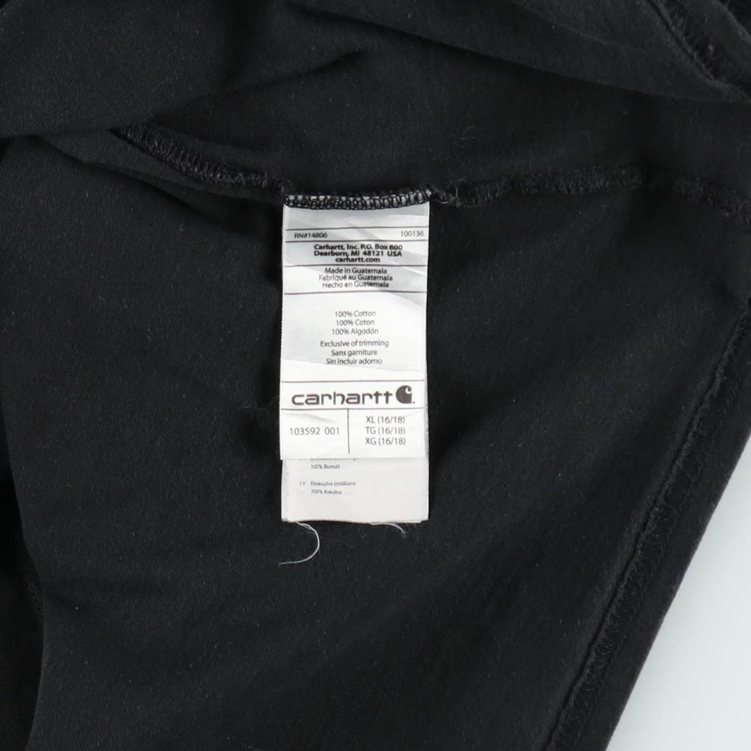 Carhartt ORIGINAL FIT short sleeve logo T-shirt, men's XL size cotton black type Vintage Second Hand