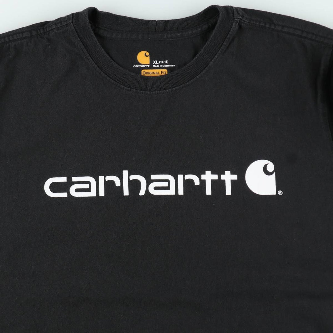 Carhartt ORIGINAL FIT short sleeve logo T-shirt, men's XL size cotton black type Vintage Second Hand