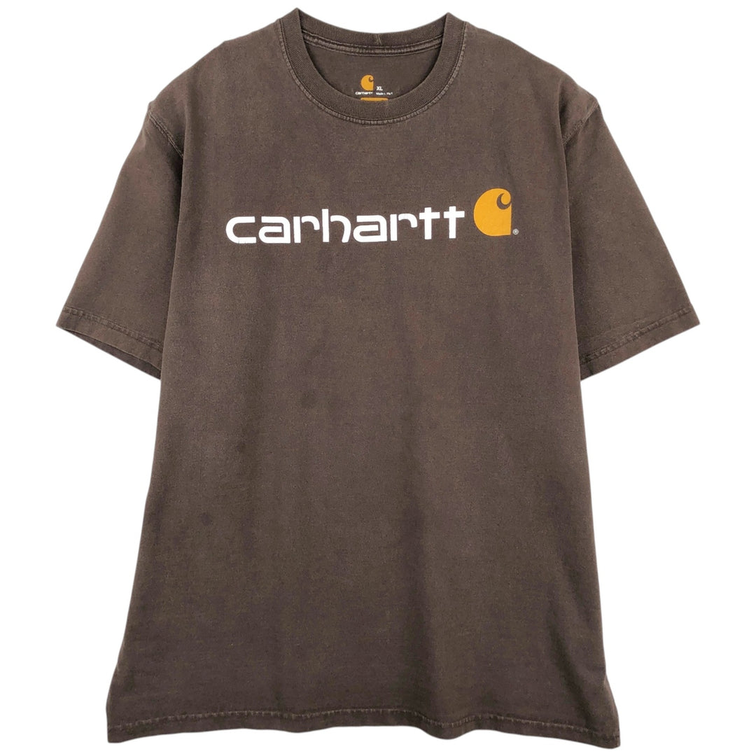 Carhartt ORIGINAL FIT short sleeve logo T-shirt, men's XL size cotton brown type Vintage Second Hand