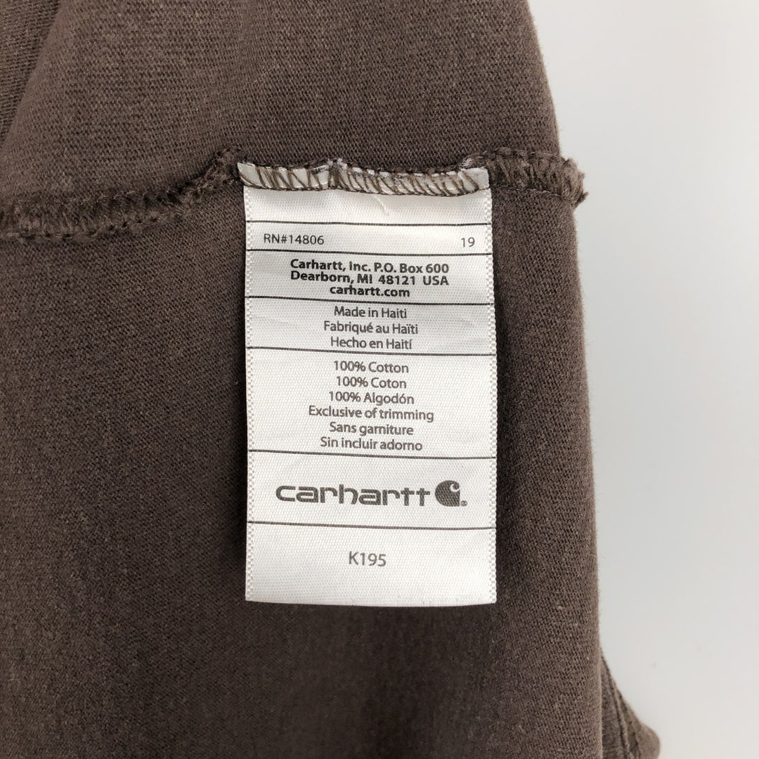 Carhartt ORIGINAL FIT short sleeve logo T-shirt, men's XL size cotton brown type Vintage Second Hand