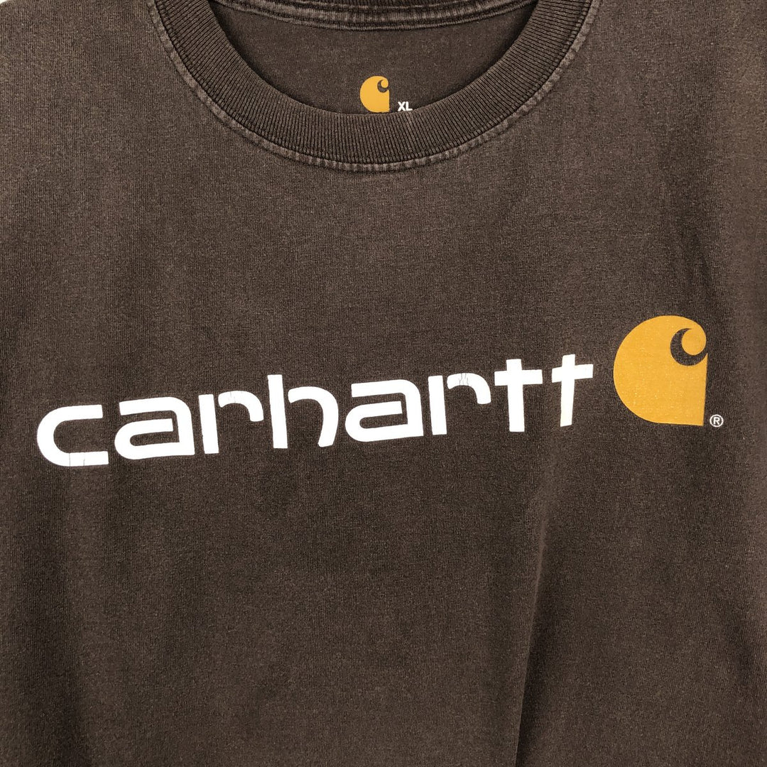 Carhartt ORIGINAL FIT short sleeve logo T-shirt, men's XL size cotton brown type Vintage Second Hand