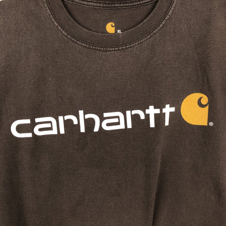 Carhartt ORIGINAL FIT short sleeve logo T-shirt, men's XL size cotton brown type Vintage Second Hand