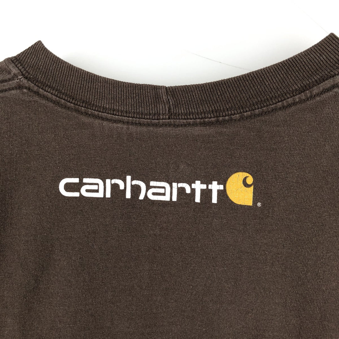 Carhartt ORIGINAL FIT short sleeve logo T-shirt, men's XL size cotton brown type Vintage Second Hand
