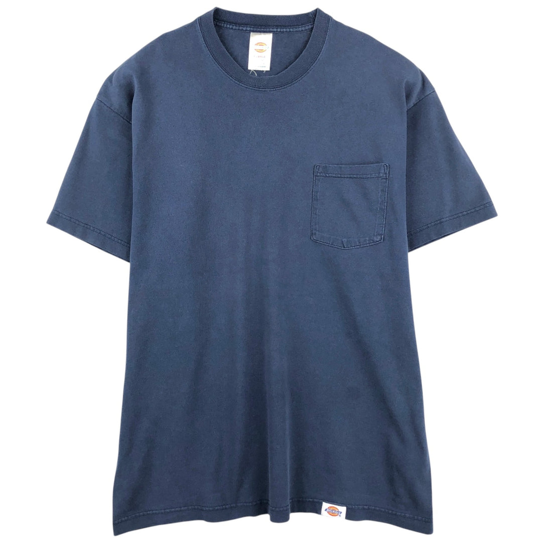 Dickies Short Sleeve One Point Logo Pocket T-Shirt Men's XL cotton navy blue type Vintage Second Hand