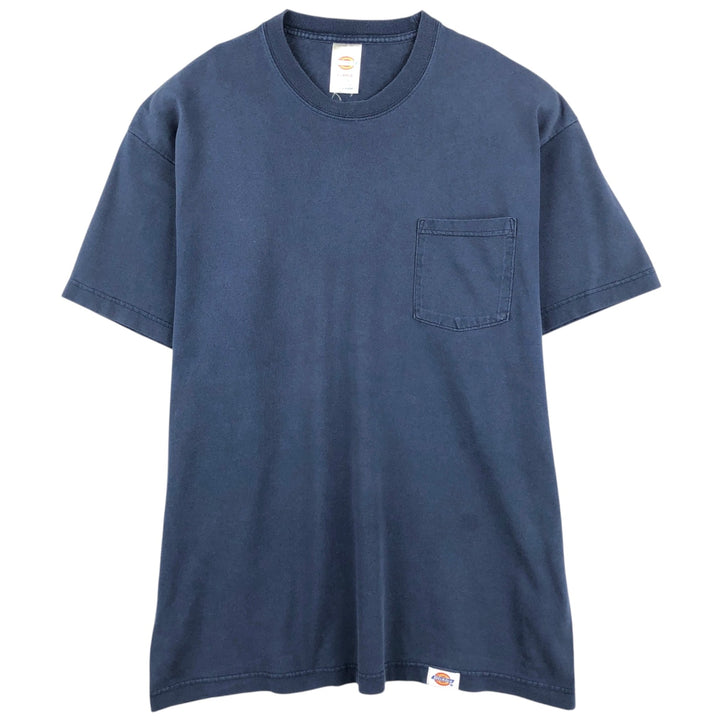 Dickies Short Sleeve One Point Logo Pocket T-Shirt Men's XL cotton navy blue type Vintage Second Hand