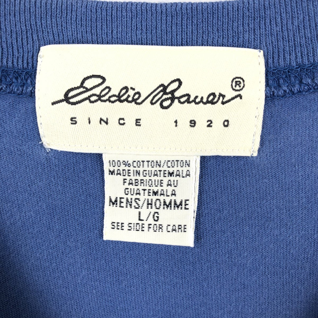 90s-00'S Eddie Bauer plain t-shirt, men's size L equivalent, vintage. cotton Navy blue Vintage Second Hand