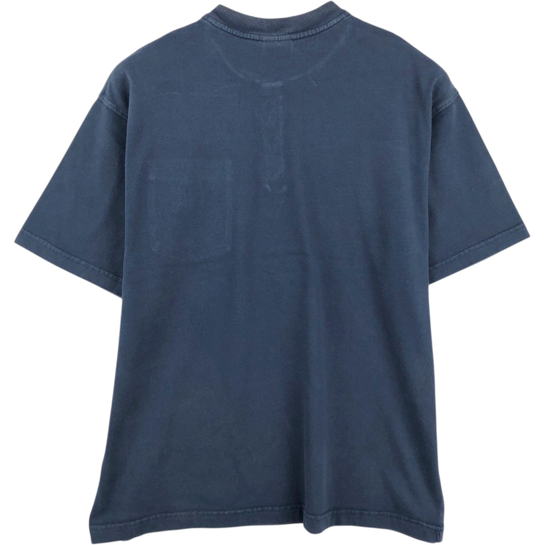 Carhartt Henley Neck Short Sleeve One Point Logo Pocket T-Shirt Men's L Size unclear navy blue type Vintage Second Hand