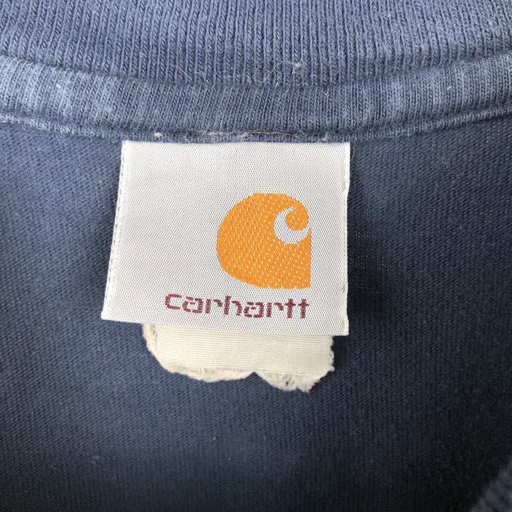 Carhartt Henley Neck Short Sleeve One Point Logo Pocket T-Shirt Men's L Size unclear navy blue type Vintage Second Hand
