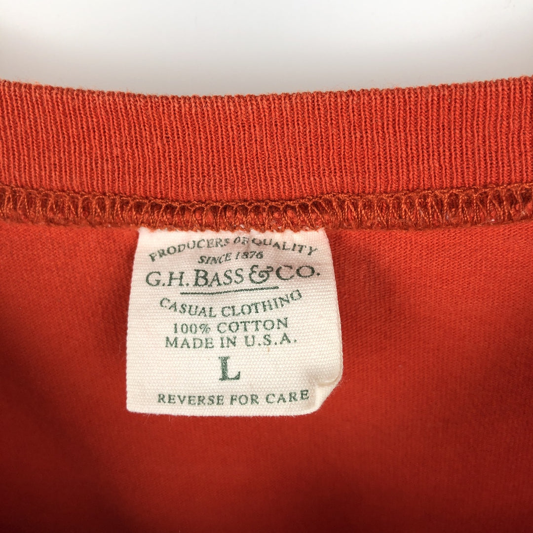 GHBass Short-Sleeve Pocket T-Shirt, Made in USA, Men's Size L (approx.) cotton orange type Vintage Second Hand
