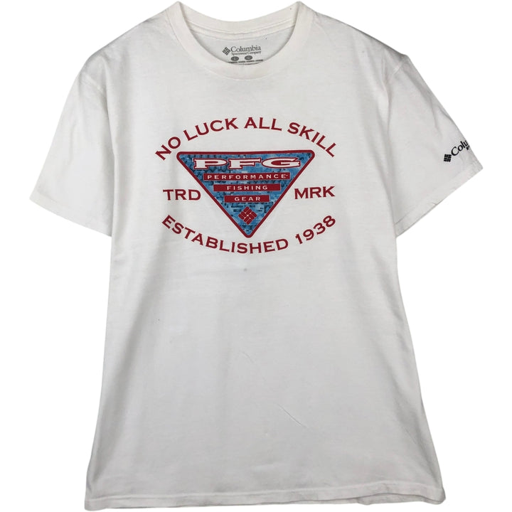 Columbia PFG Short-Sleeve Printed T-Shirt, Men's Size L (approx.) cotton white type Vintage Second Hand