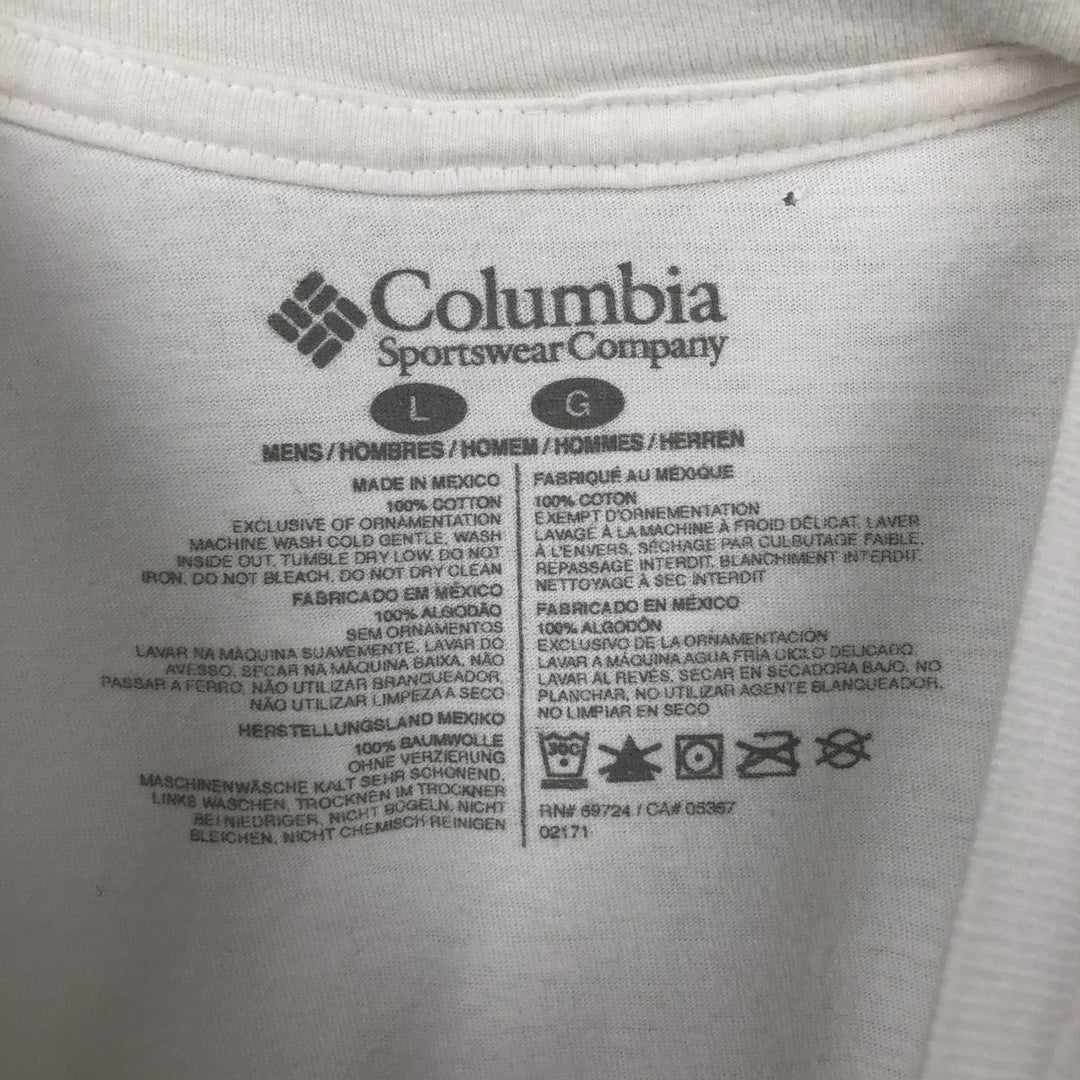 Columbia PFG Short-Sleeve Printed T-Shirt, Men's Size L (approx.) cotton white type Vintage Second Hand