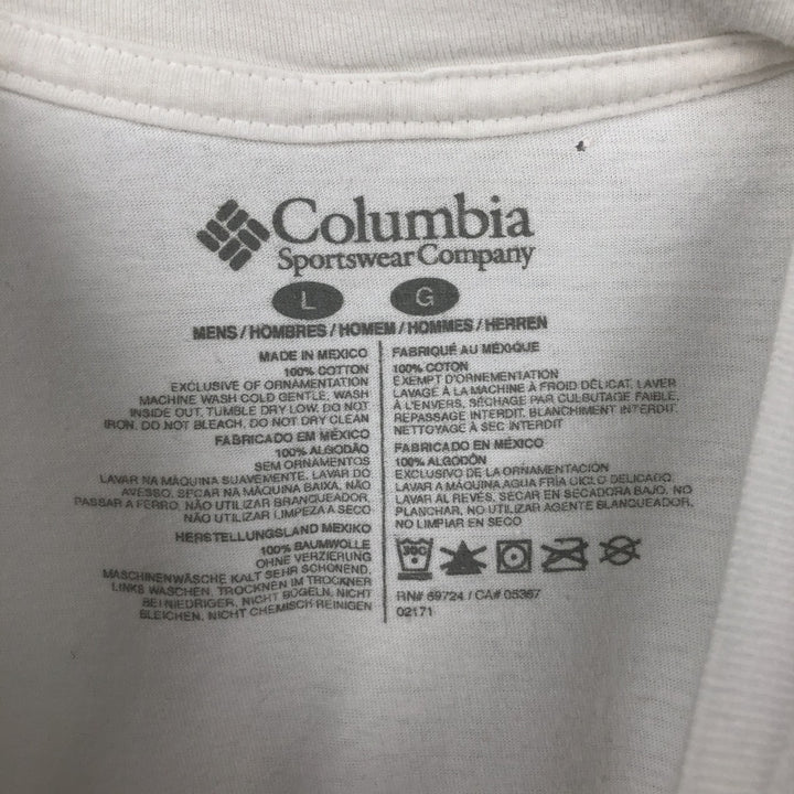 Columbia PFG Short-Sleeve Printed T-Shirt, Men's Size L (approx.) cotton white type Vintage Second Hand