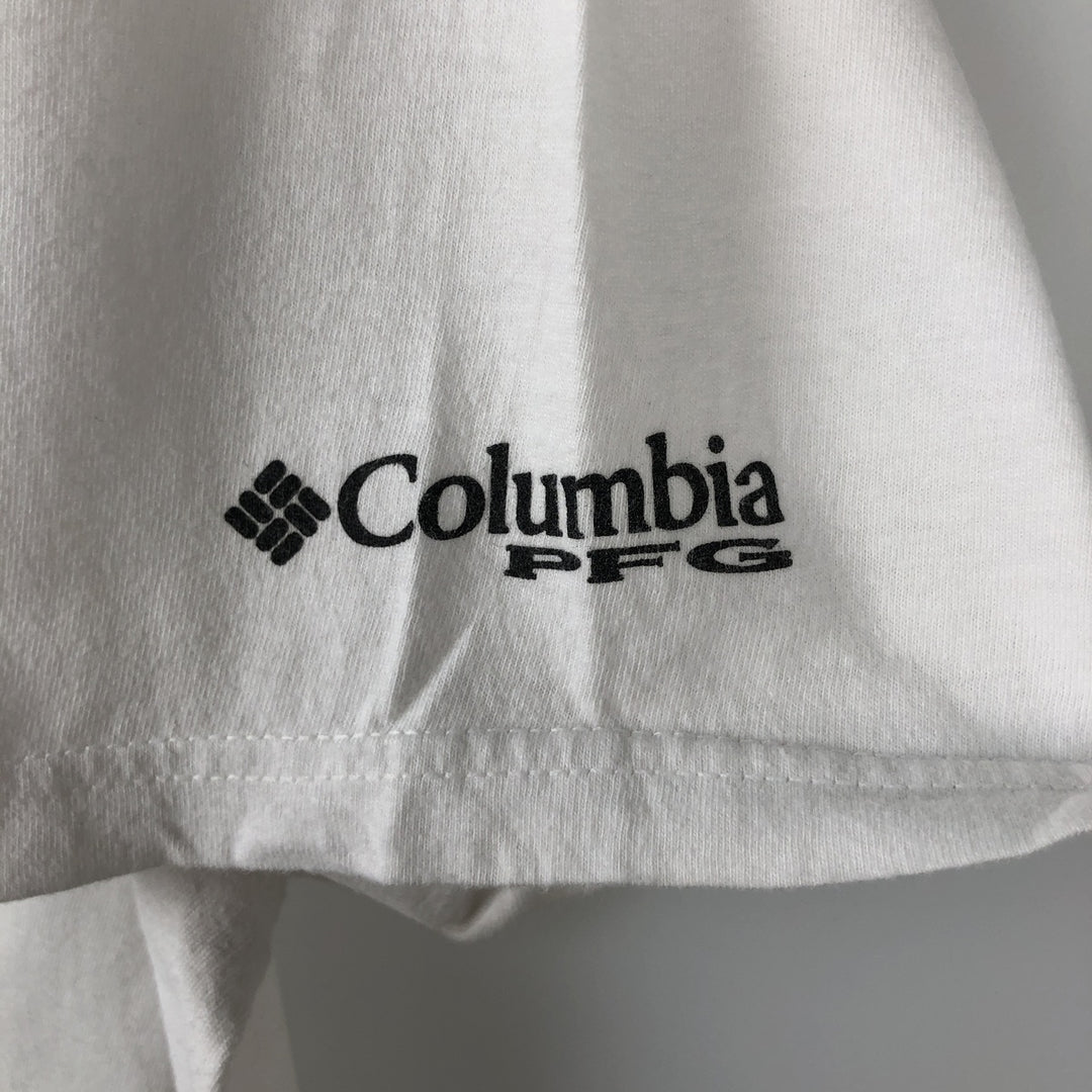 Columbia PFG Short-Sleeve Printed T-Shirt, Men's Size L (approx.) cotton white type Vintage Second Hand