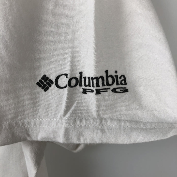 Columbia PFG Short-Sleeve Printed T-Shirt, Men's Size L (approx.) cotton white type Vintage Second Hand