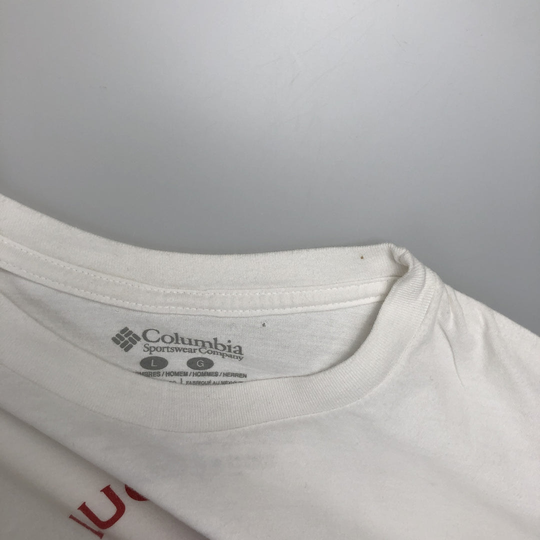 Columbia PFG Short-Sleeve Printed T-Shirt, Men's Size L (approx.) cotton white type Vintage Second Hand