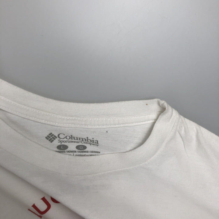 Columbia PFG Short-Sleeve Printed T-Shirt, Men's Size L (approx.) cotton white type Vintage Second Hand