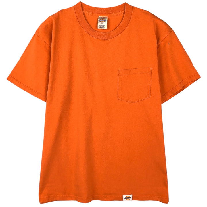 Dickies Short-Sleeve T-Shirt with One-Point Logo Pocket, Made in USA, Men's Size XL (approx.) cotton orange type Vintage Second Hand