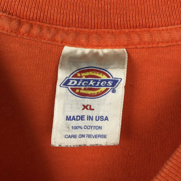 Dickies Short-Sleeve T-Shirt with One-Point Logo Pocket, Made in USA, Men's Size XL (approx.) cotton orange type Vintage Second Hand