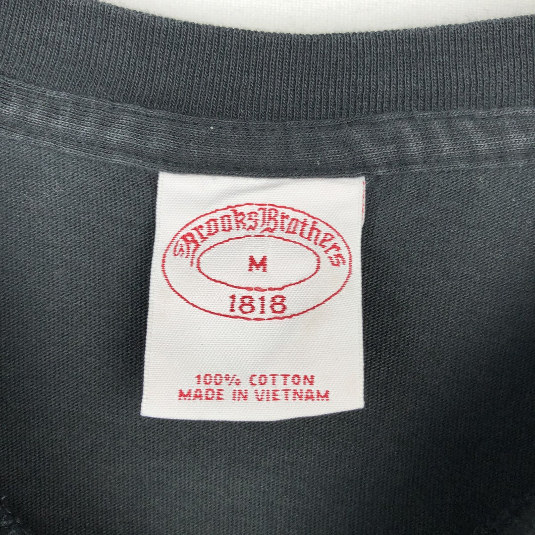 Brooks Brothers 1818 Short-Sleeve T-Shirt with One-Point Logo, Men's Size M (approx.) cotton black type Vintage Second Hand