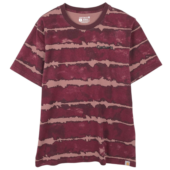 Carhartt Relaxed Fit Striped Pattern Tie-Dye Short-Sleeve Striped T-Shirt (Men's Size M) cotton bordeaux Vintage Second Hand