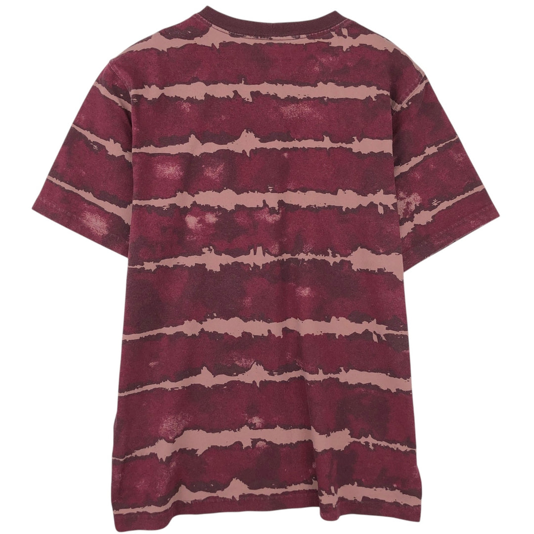 Carhartt Relaxed Fit Striped Pattern Tie-Dye Short-Sleeve Striped T-Shirt (Men's Size M) cotton bordeaux Vintage Second Hand