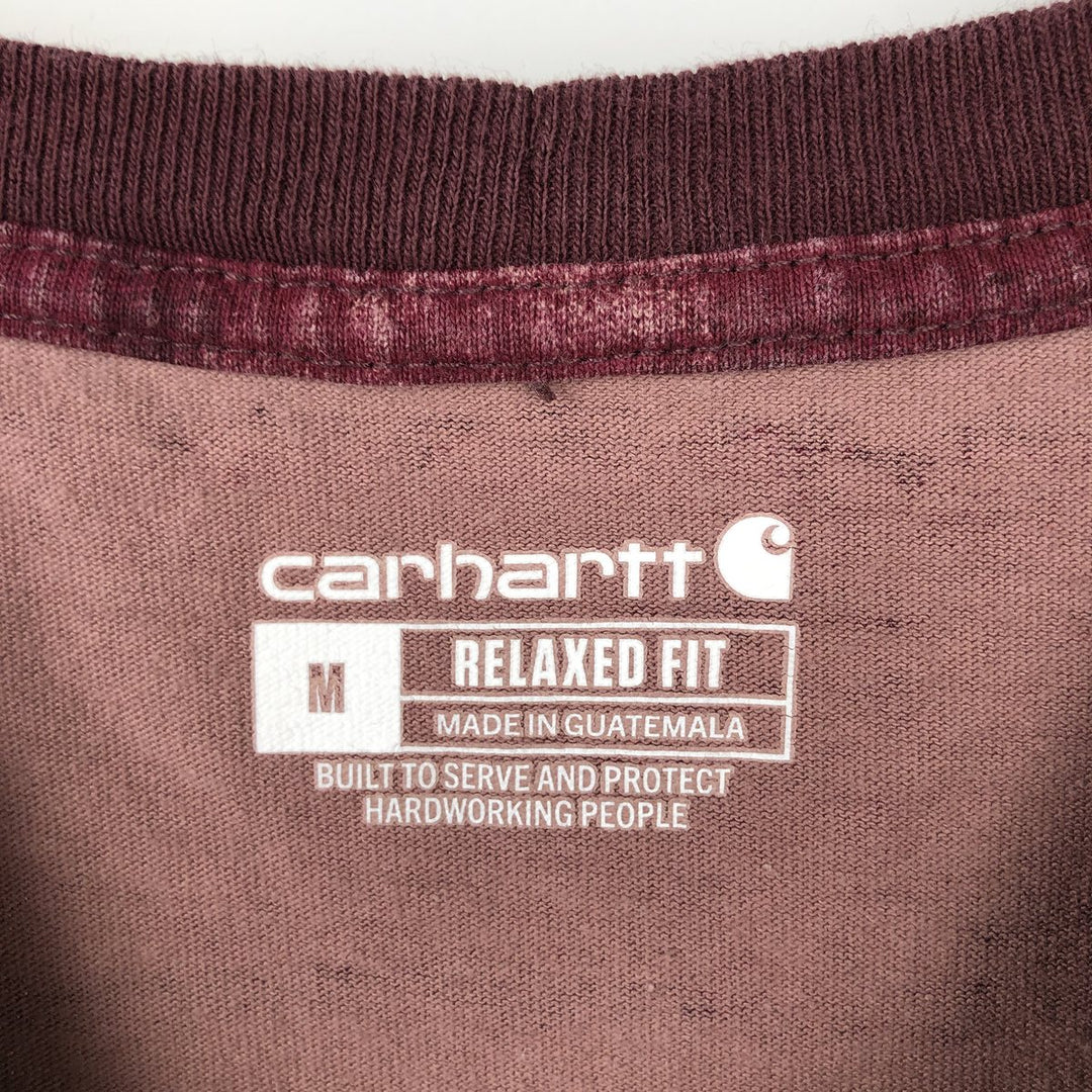 Carhartt Relaxed Fit Striped Pattern Tie-Dye Short-Sleeve Striped T-Shirt (Men's Size M) cotton bordeaux Vintage Second Hand