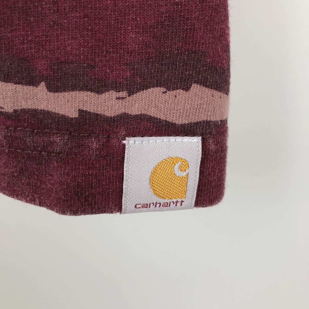 Carhartt Relaxed Fit Striped Pattern Tie-Dye Short-Sleeve Striped T-Shirt (Men's Size M) cotton bordeaux Vintage Second Hand