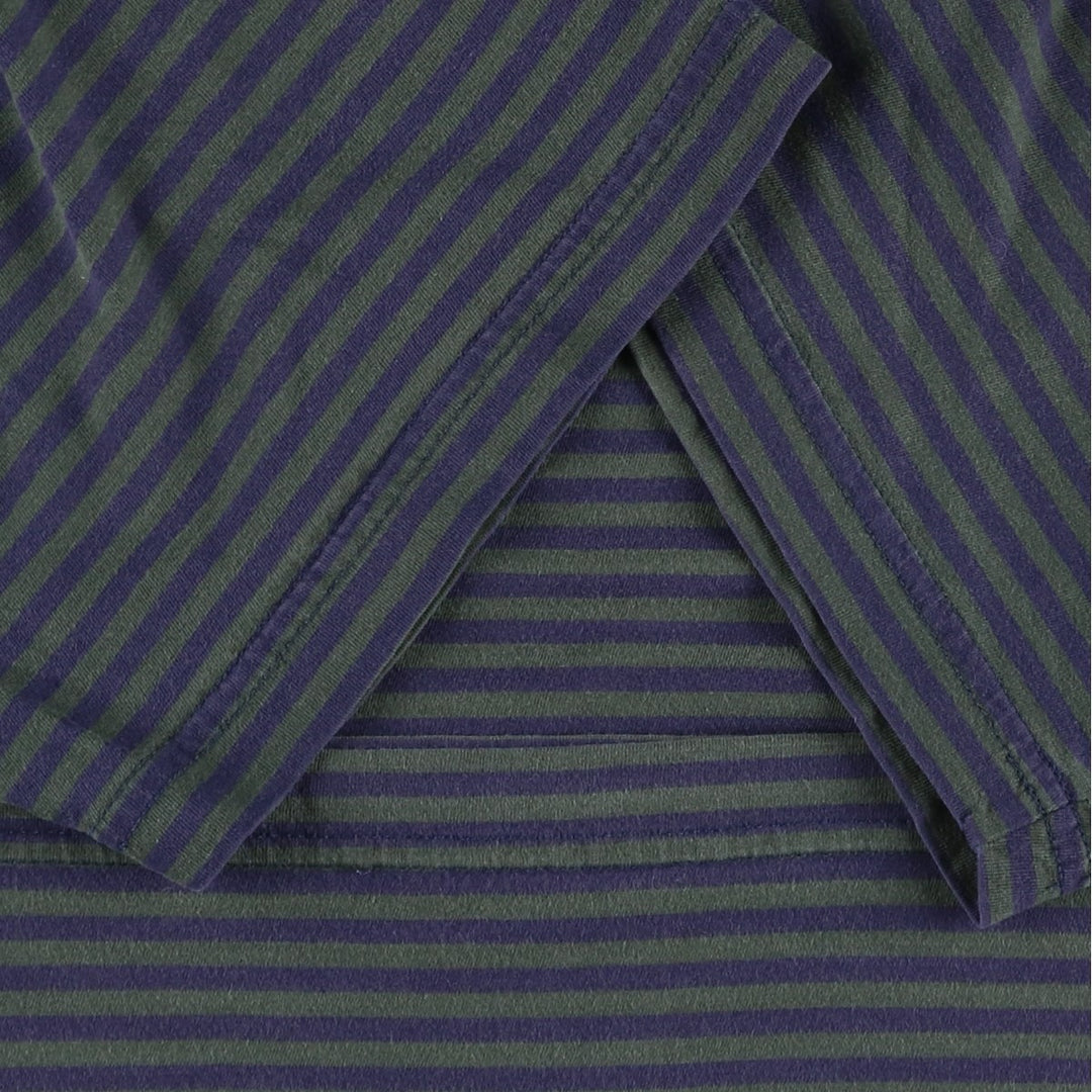 Tommy Hilfiger Border Pattern Short-Sleeve T-Shirt with One-Point Logo (Men's XL equivalent) cotton green type Vintage Second Hand