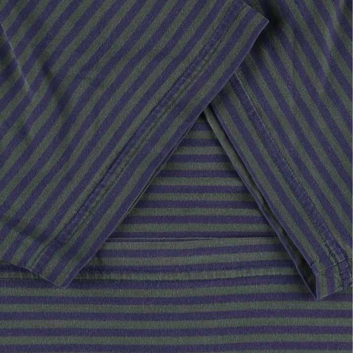 Tommy Hilfiger Border Pattern Short-Sleeve T-Shirt with One-Point Logo (Men's XL equivalent) cotton green type Vintage Second Hand