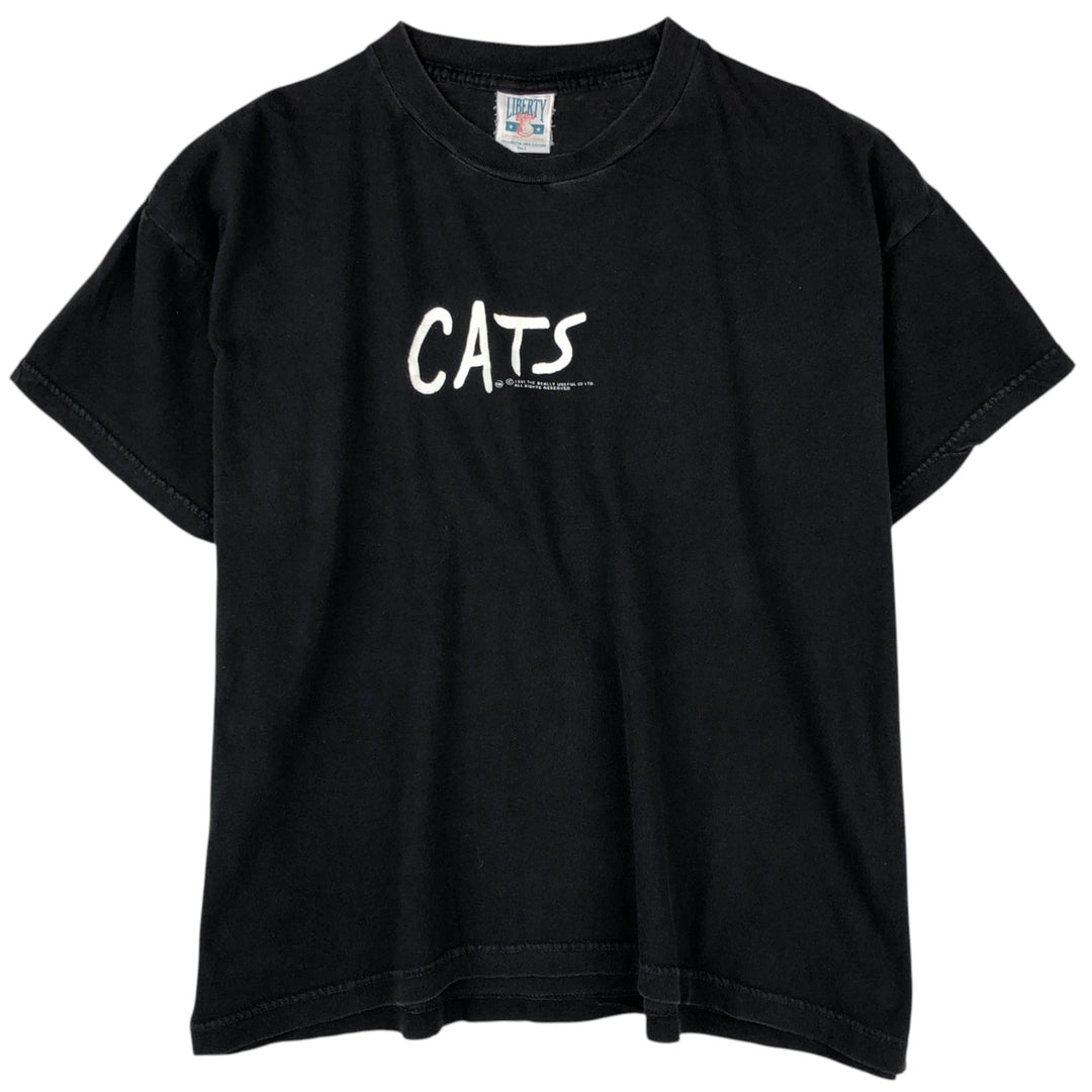 80'S LIBERTY CATS Cat Pattern Print T-Shirt, Men's Size L (Equivalent), Vintage cotton black type Vintage Second Hand