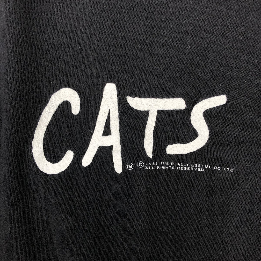 80'S LIBERTY CATS Cat Pattern Print T-Shirt, Men's Size L (Equivalent), Vintage cotton black type Vintage Second Hand
