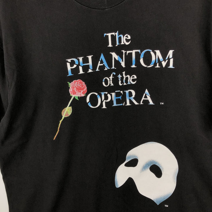 90'S Hanes Heavyweight The Phantom of the Opera Print T-Shirt, Made in USA, Men's Size L (approx.), Vintage cotton black type Vintage Second Hand