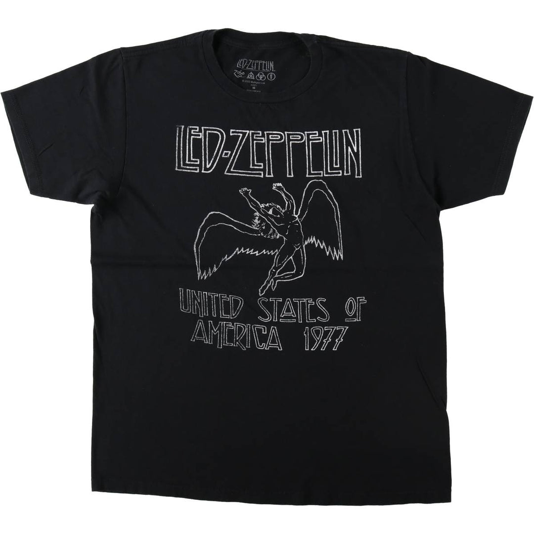 LED ZEPPELIN Led Zeppelin Band T-shirt Band T Men's M size cotton black type Vintage Second Hand