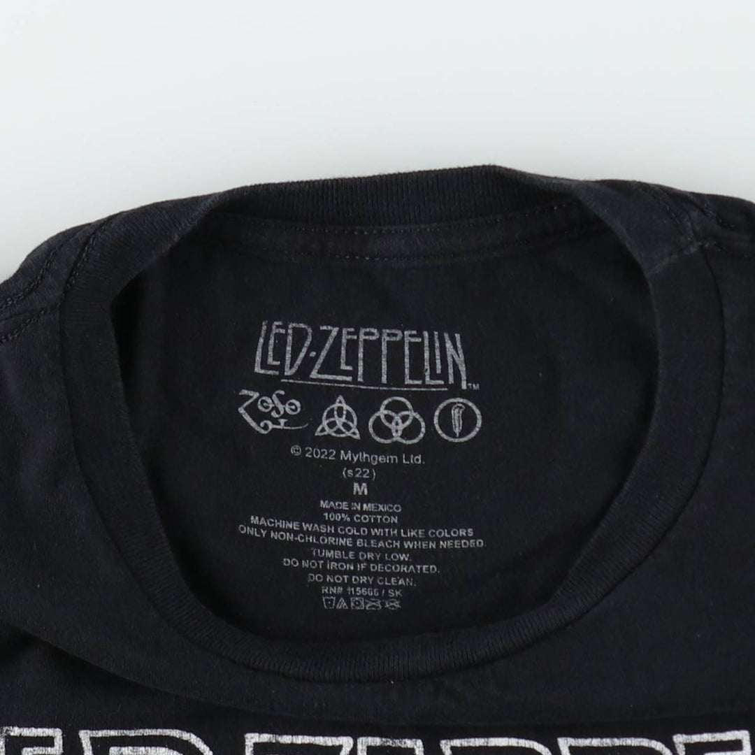 LED ZEPPELIN Led Zeppelin Band T-shirt Band T Men's M size cotton black type Vintage Second Hand