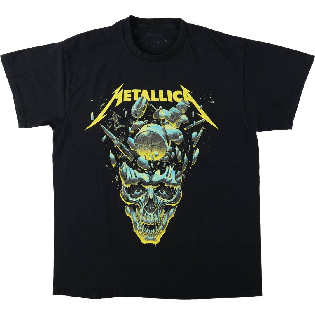 METALLICA Skull Pattern Band T-shirt Band Tee Men's L size cotton black type Vintage Second Hand