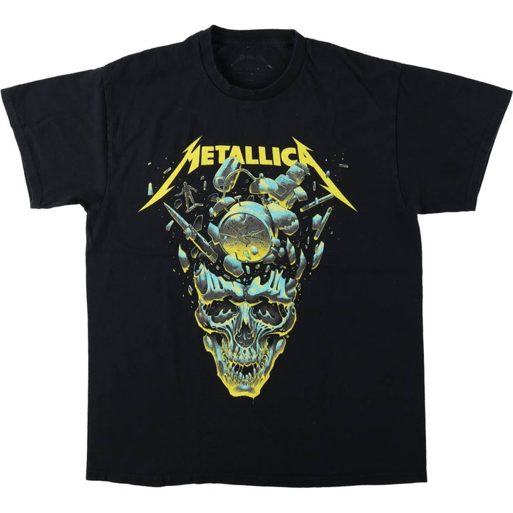 METALLICA Skull Pattern Band T-shirt Band Tee Men's L size cotton black type Vintage Second Hand