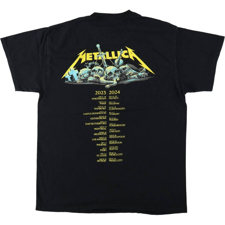 METALLICA Skull Pattern Band T-shirt Band Tee Men's L size cotton black type Vintage Second Hand