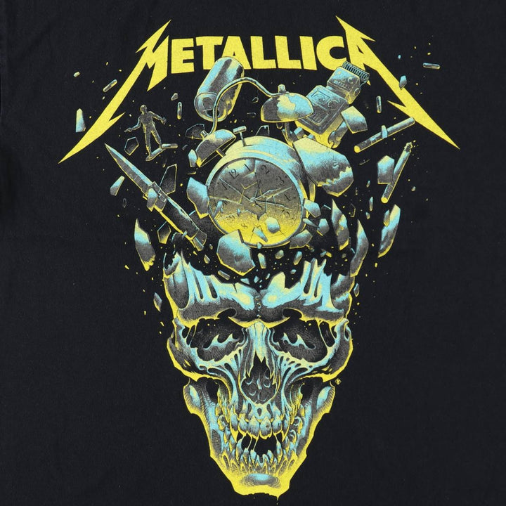 METALLICA Skull Pattern Band T-shirt Band Tee Men's L size cotton black type Vintage Second Hand