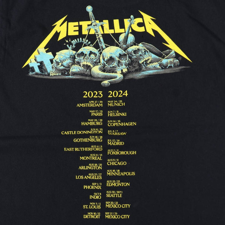 METALLICA Skull Pattern Band T-shirt Band Tee Men's L size cotton black type Vintage Second Hand